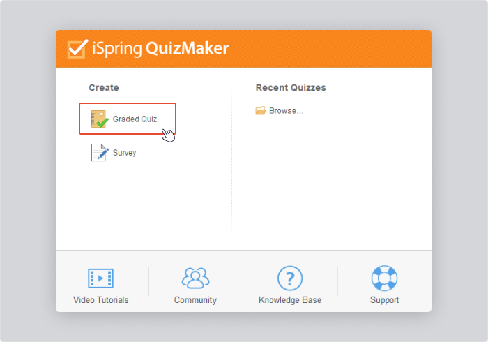 Tworzenie nowego testu na ocenę w iSpring QuizMaker