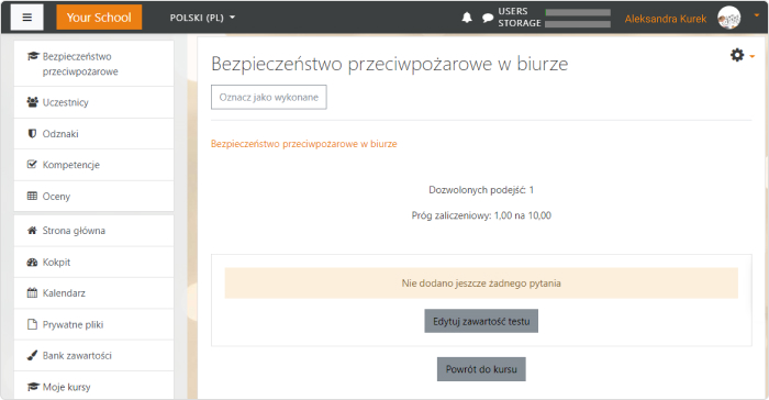 Nowy kurs Moodle jest gotowy