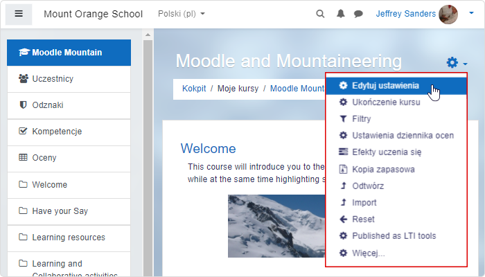 Edycja ustawień kursu w Moodle™