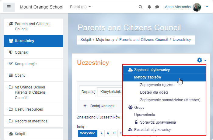 Metody zapisów w Moodle™