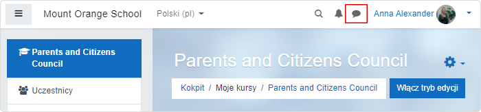 Wysyłanie wiadomości w Moodle™