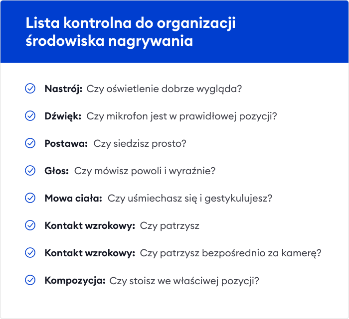 Lista kontrolna przed nagraniem e-learningu